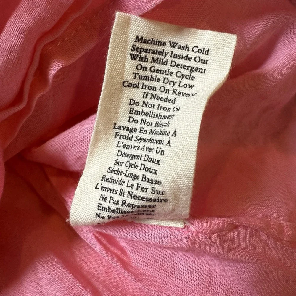 LoveShackFancy Ellis Mini Pink Party Bash Ruffle V-neck Cotton Summer Dress M - Picture 6 of 8